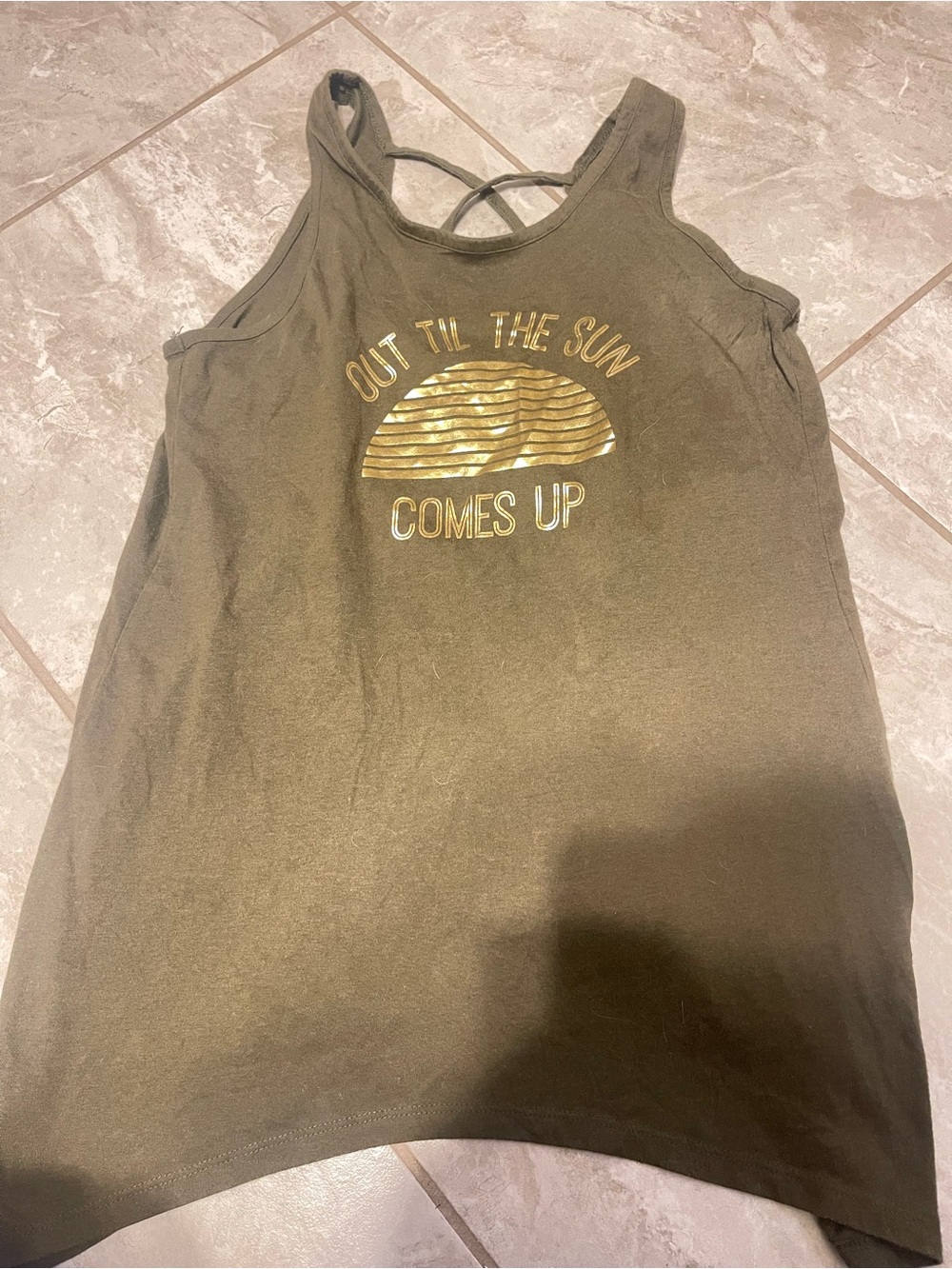 OP Olive Green Tank with Gold Accent